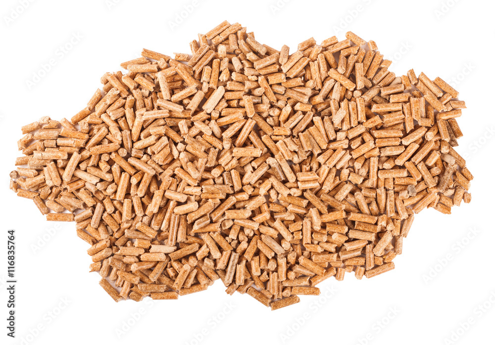 Wooden pellets isolated on white background Wooden pellets isolated on white background