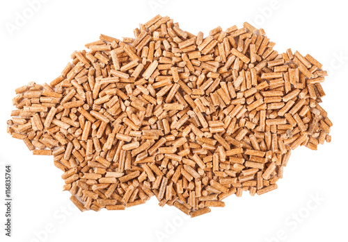 Wooden pellets  isolated on white background