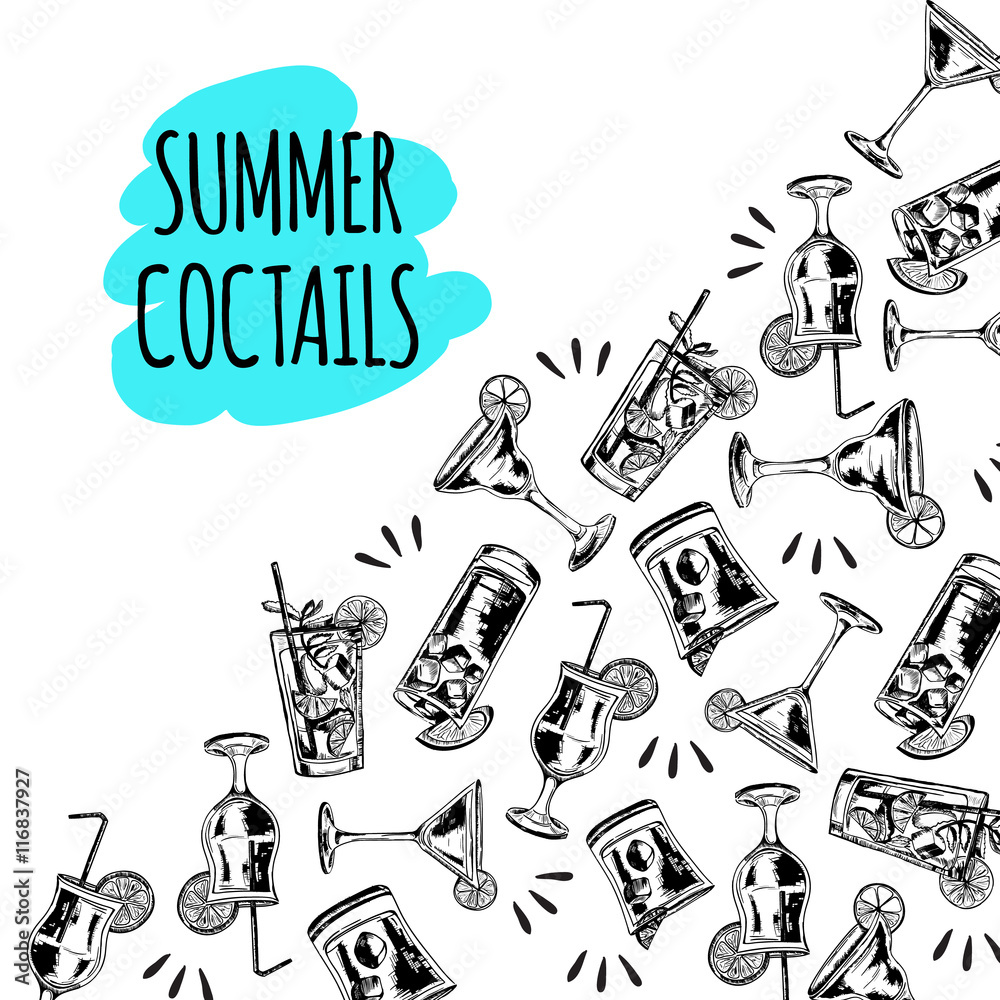 Obraz premium Summer coctails on white background
