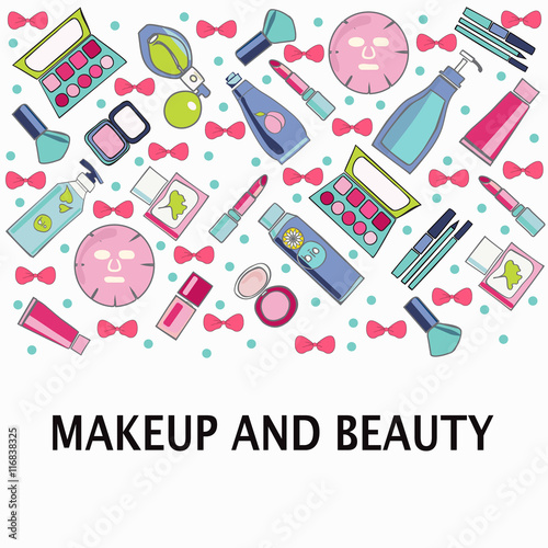 Vector pattern of Make-Up, beauty and healthy cosmetic product