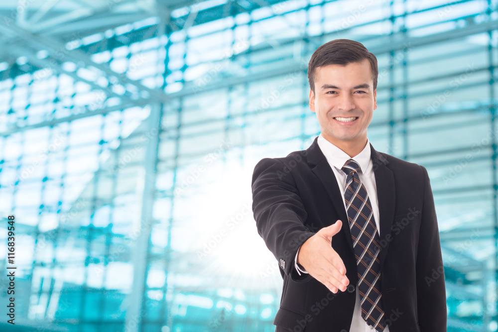Businessman welcome hand for shake corporate Businessman welcome hand for shake corporate