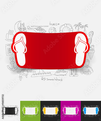 slippers paper sticker with hand drawn elements