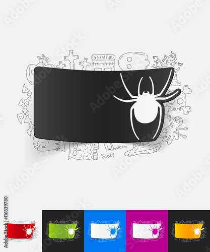 spider paper sticker with hand drawn elements