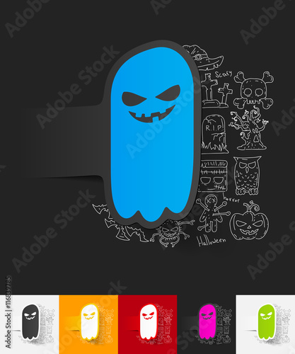 monster paper sticker with hand drawn elements