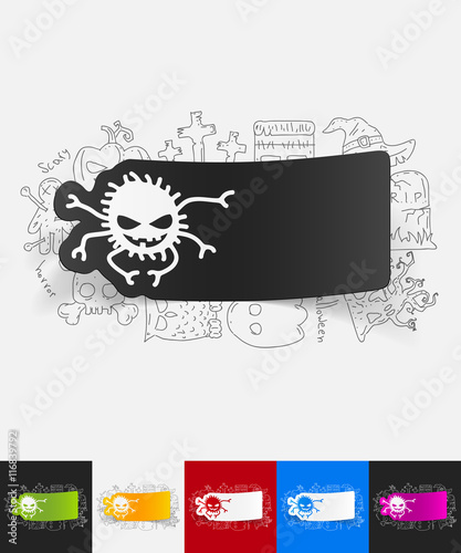 spider paper sticker with hand drawn elements