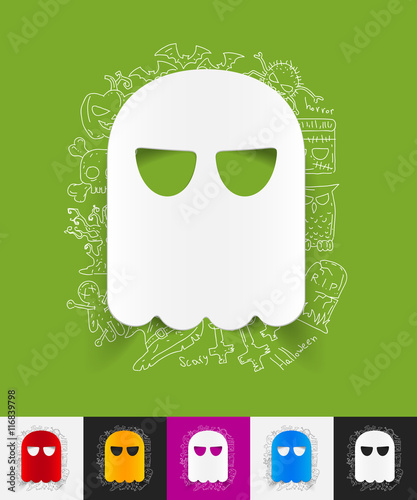 ghost paper sticker with hand drawn elements