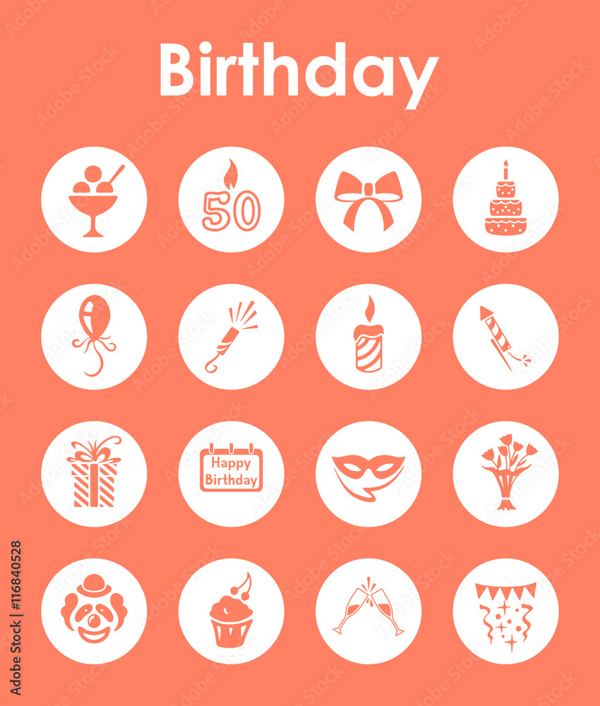 Set of birthday simple icons Set of birthday simple icons