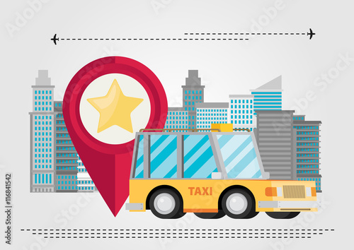 Taxi car. Vector modern flat creative info graphics design on pu