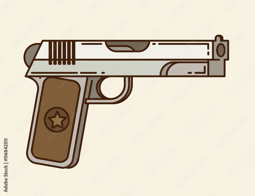 Fototapeta Gun, icon, flat, vector, illustration