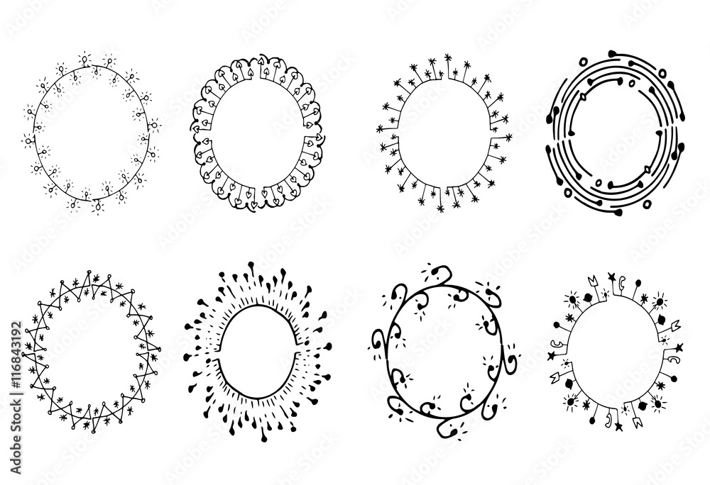 Hand drawn frames set. Doodle frames. Sketch style. Vector illustartion Hand drawn frames set. Doodle frames. Sketch style. Vector illustartion