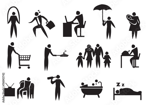 Icon of man doing his daily routine.