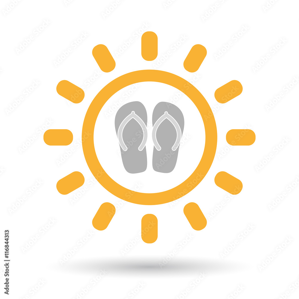 Fototapeta premium Isolated line art sun icon with a pair of flops