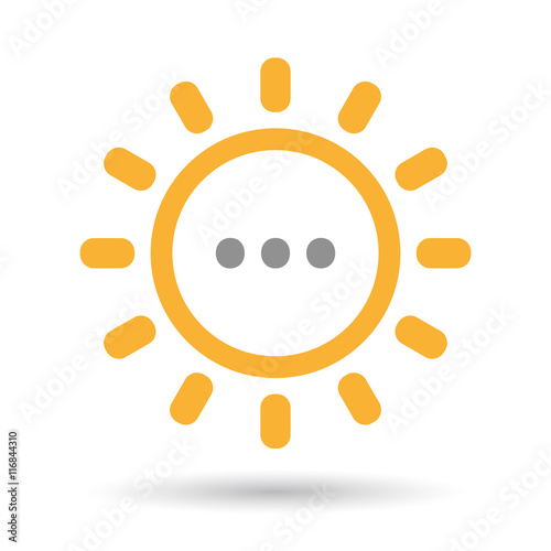 Isolated line art sun icon with  an ellipsis orthographic sign