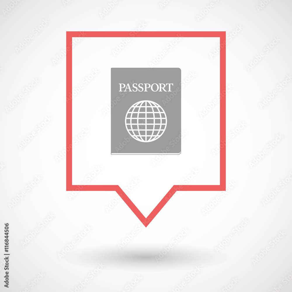 Isolated line art tooltip icon with a passport Isolated line art tooltip icon with a passport