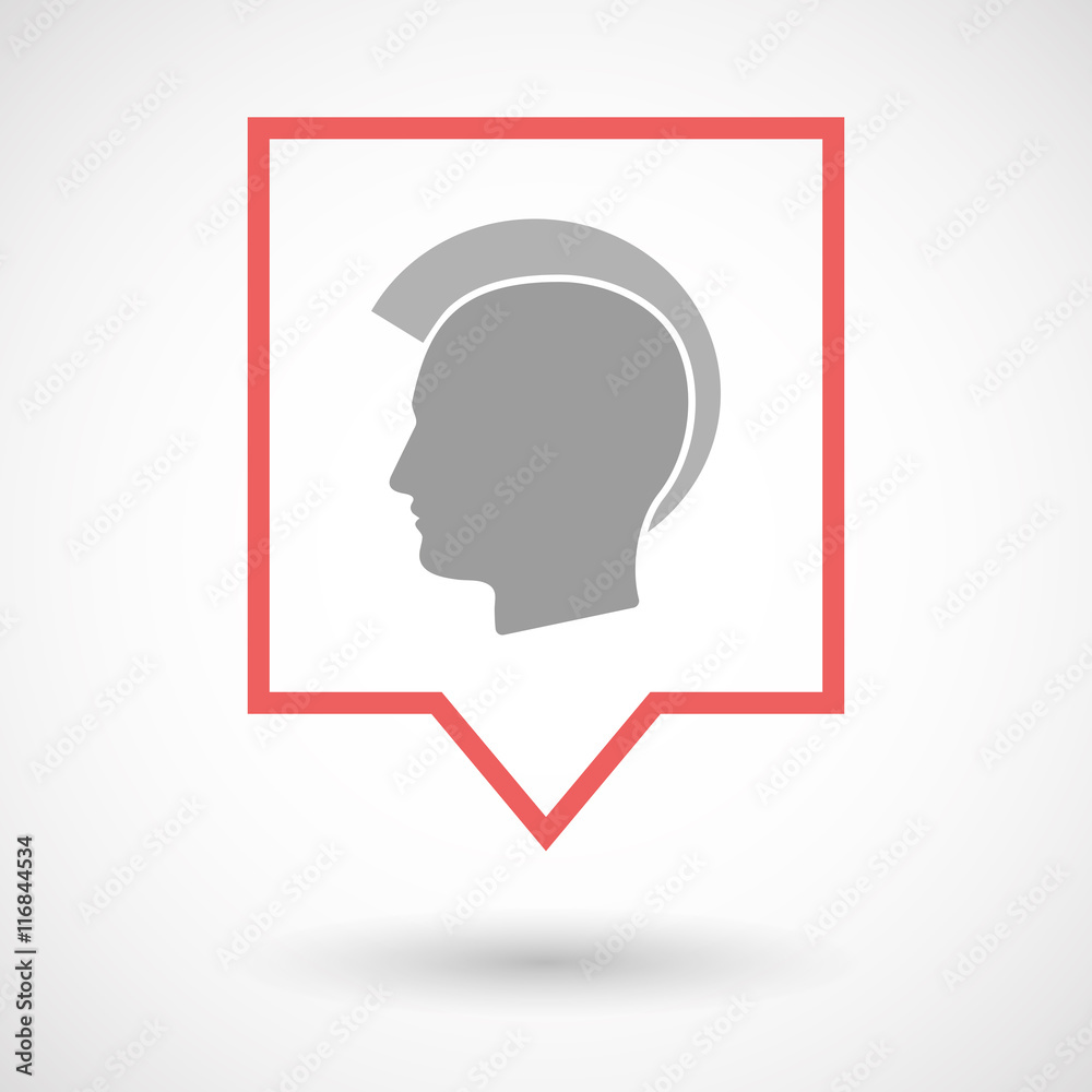 Isolated line art tooltip icon with a male punk head silhouette Isolated line art tooltip icon with a male punk head silhouette