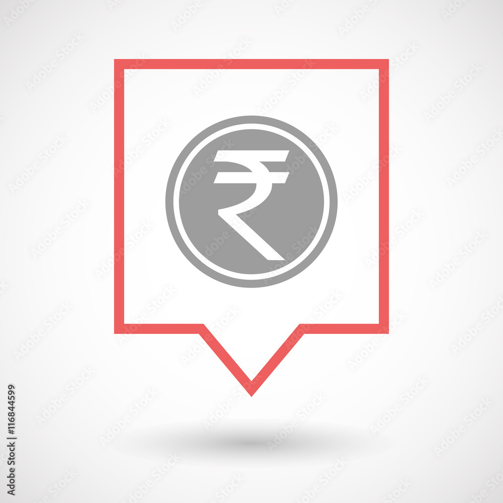 Isolated line art tooltip icon with a rupee coin icon Isolated line art tooltip icon with a rupee coin icon