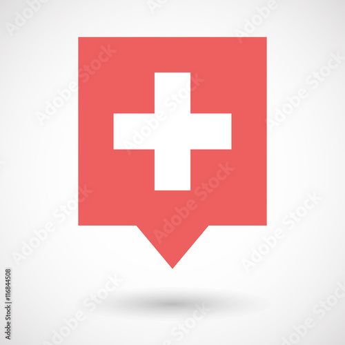 Isolated line art tooltip icon with   the Swiss flag