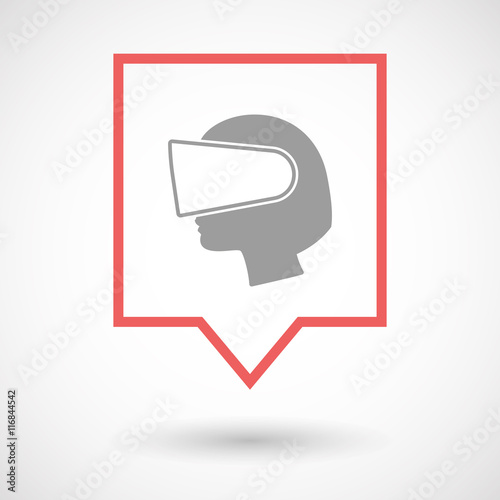 Isolated line art tooltip icon with  a female head wearing a vir