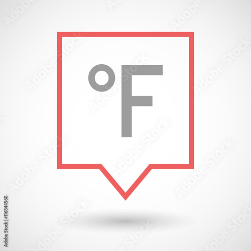 Isolated line art tooltip icon with  a farenheith degrees sign