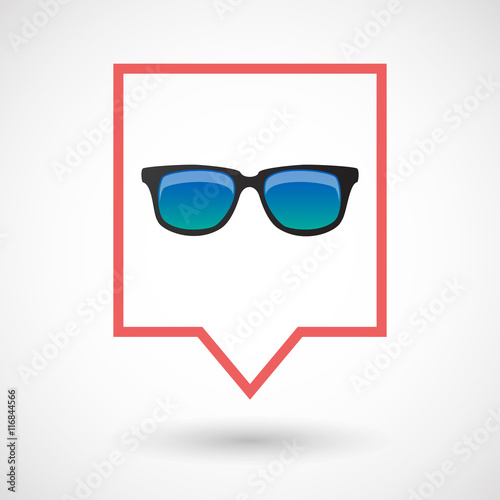 Isolated line art tooltip icon with  a sunglasses icon