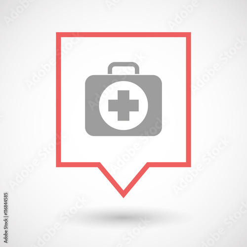 Isolated line art tooltip icon with  a first aid kit icon
