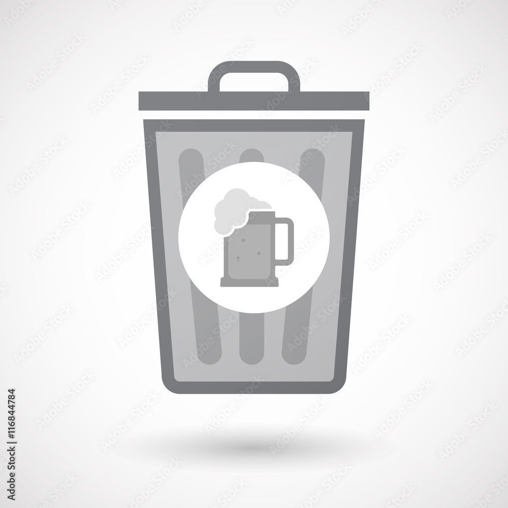 Isolated trash can icon with a beer jar icon Isolated trash can icon with a beer jar icon