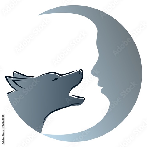 Wolf with moon.