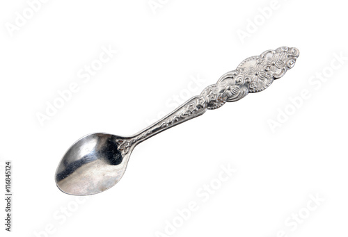 Teaspoon with handle pattern isolated on white background.Teaspo