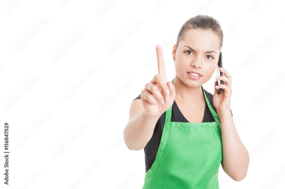 Wait a minute concept with female employee Wait a minute concept with female employee