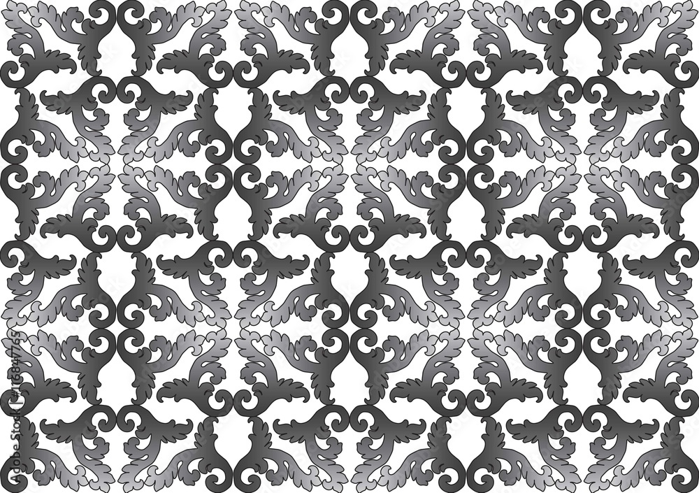 Vintage Acanthus leaves pattern ornament background. Abstract Floral ornament pattern background. Vintage black and white pattern