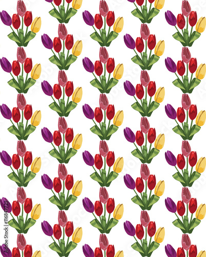 Tulip Flowers Bouquet pattern Vector