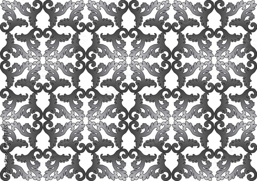 Vintage Acanthus leaves pattern ornament background. Abstract Floral ornament pattern background. Vintage black and white pattern