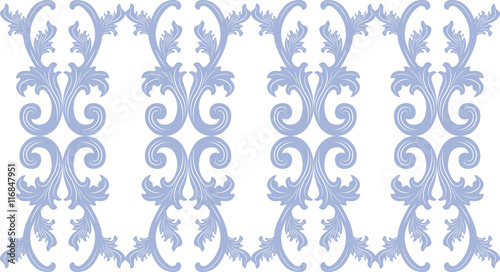 Vintage floral ornament pattern. Vector abstract ornament pattern. Blue color pattern