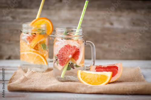 Summer drinks with grapefruit and ice photo