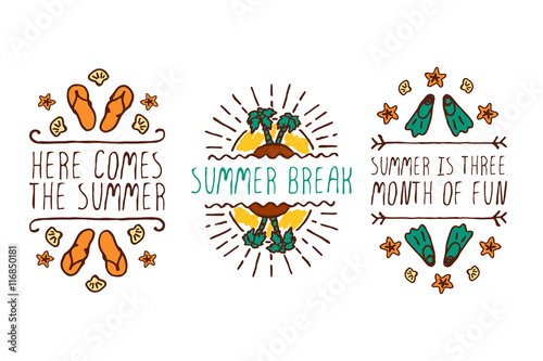 Set of summer hand-sketched elements