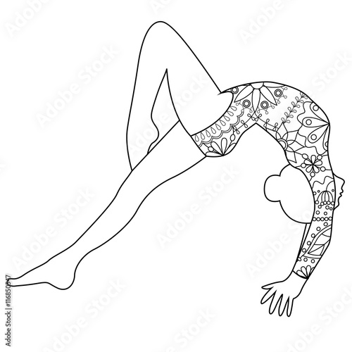 Gymnast on balance beam painted silhouette coloring