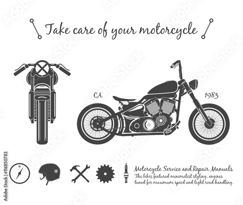 Canvas Print Vintage motorcycle infographic. old-school bike theme