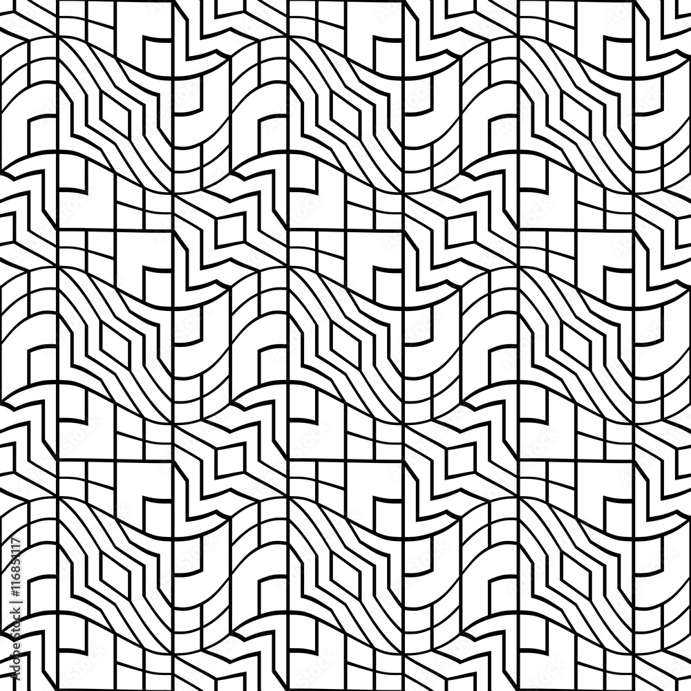 Obraz premium Abstract geometric black and white hipster fashion pillow lines pattern