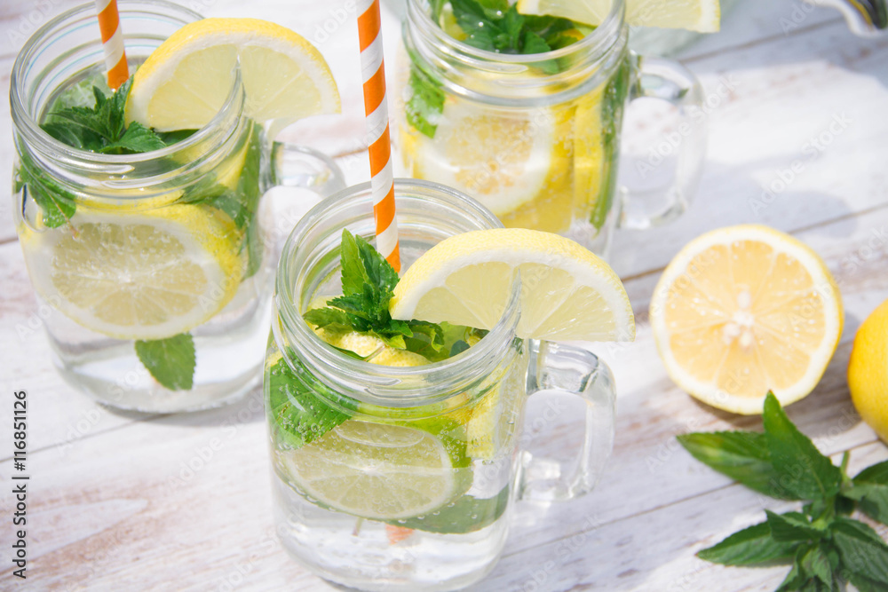 Fresh homemade lemonade with ice Fresh homemade lemonade with ice