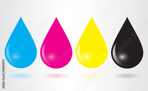 CMYK ink drops.