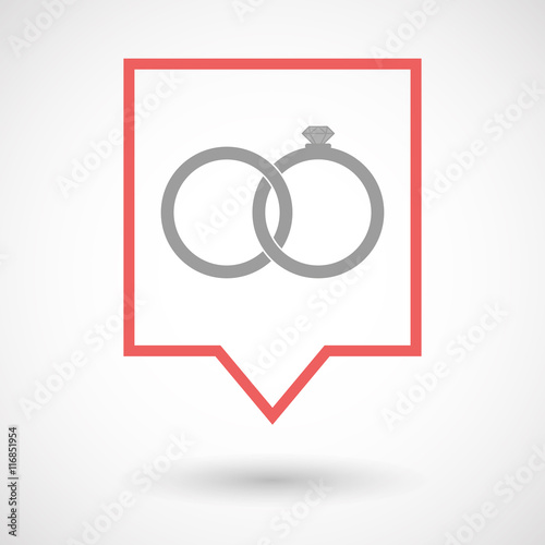 Isolated line art tooltip icon with two bonded wedding rings
