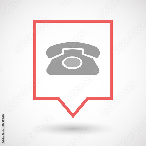 Isolated line art tooltip icon with  a retro telephone sign