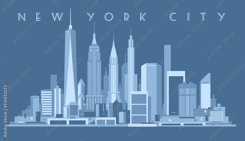 New York City Skyline, - obrazy, fototapety, plakaty 
