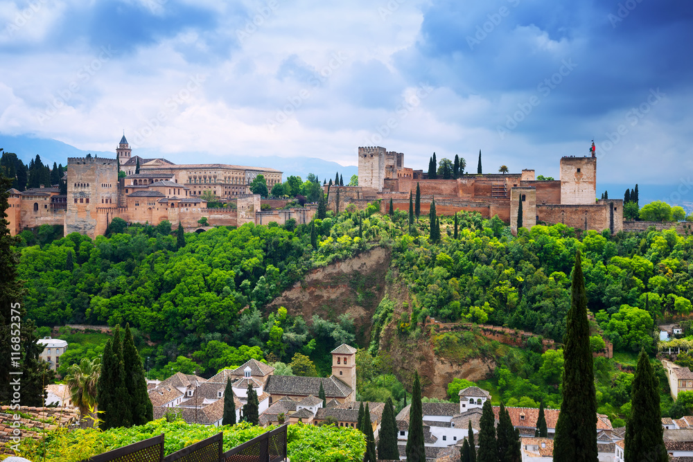 Day view  of  Granada with Alhambra