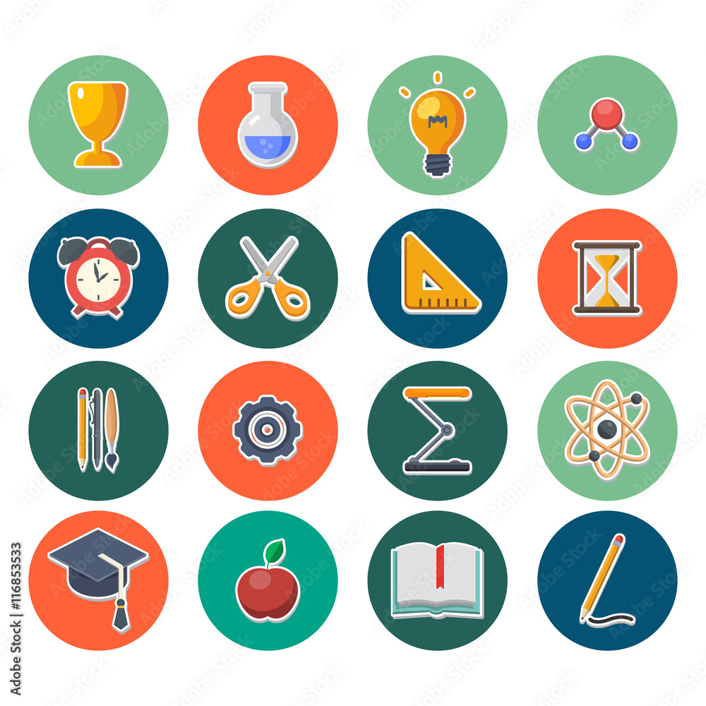 Back to school vector icon set. Concept icons of education and learning. Knowledge sign.