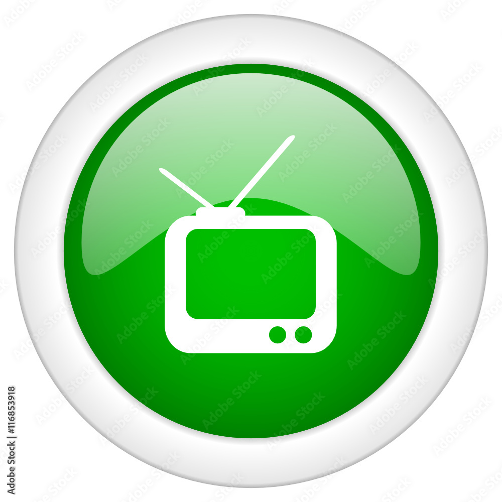 Green glossy web television vector icon Green glossy web television vector icon