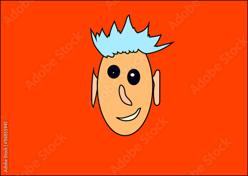 smiley with blue hair
