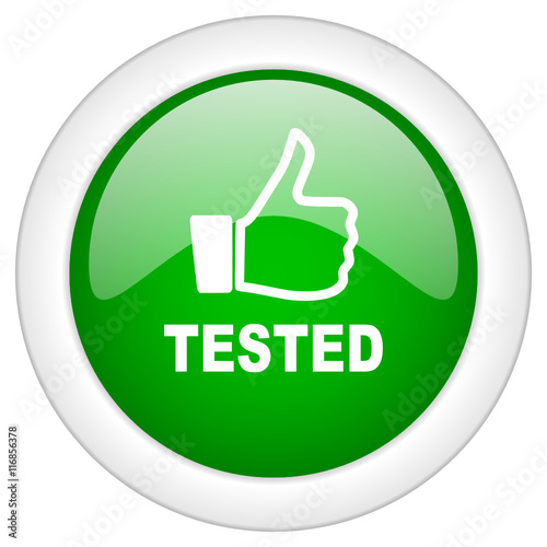 Green tested vector icon