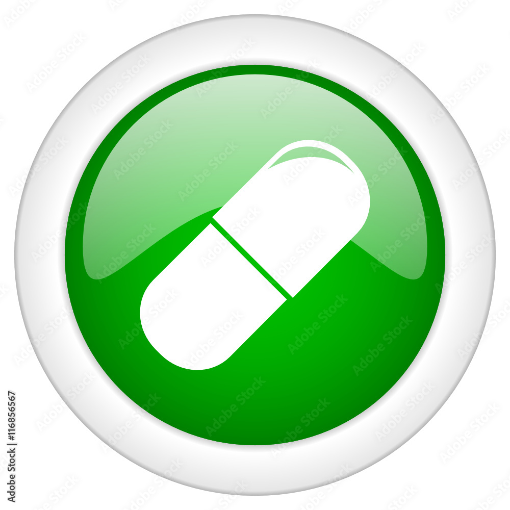 Green glossy round web medicine vector icon Green glossy round web medicine vector icon