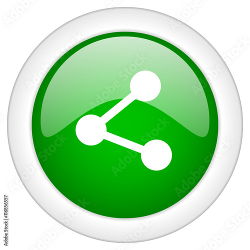 Green glossy round web share vector icon